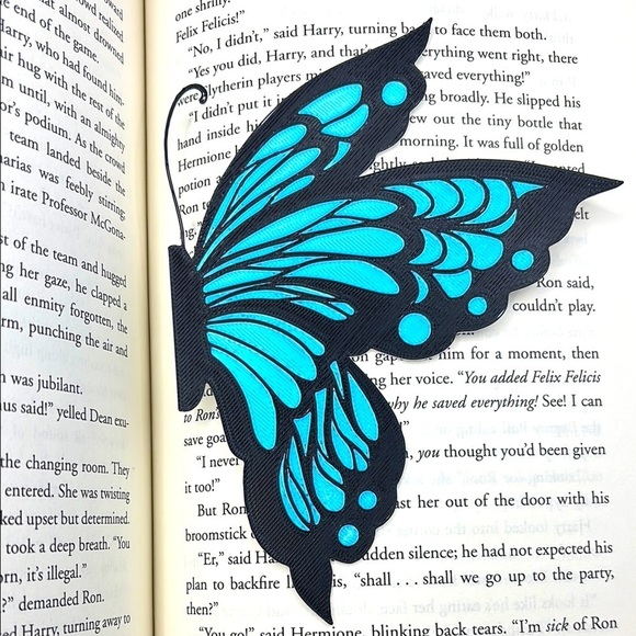 Handmade Other - Blue and Black Butterfly Bookmark 3D Printed Butterfly - Handmade